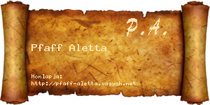 Pfaff Aletta névjegykártya